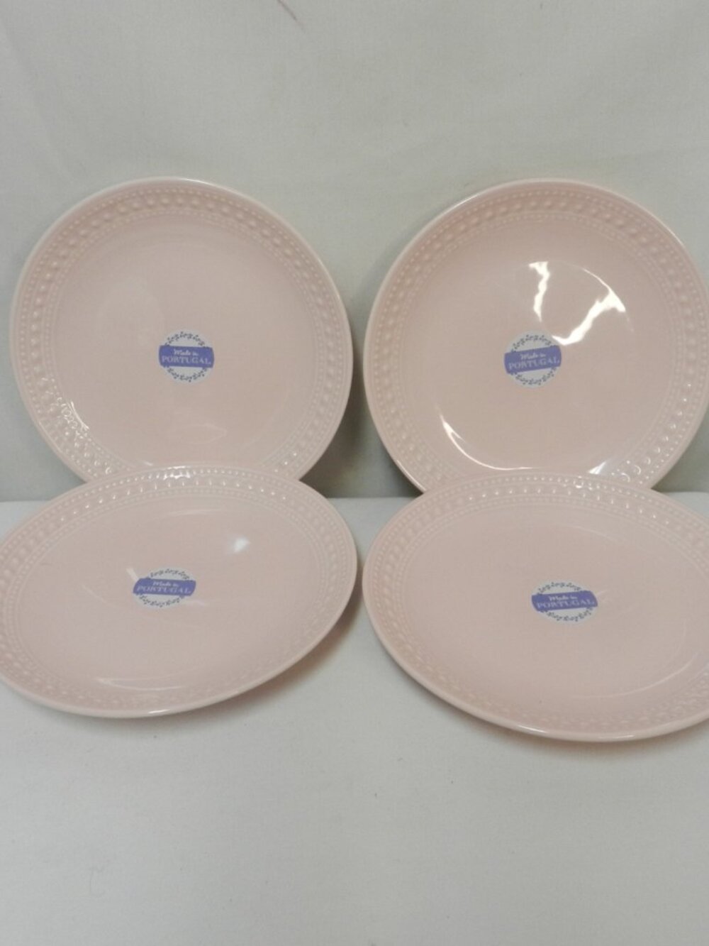 Matceramica Pink Hobnail Salad Starter Appetizer plate set 4 micro dish NEW NWT